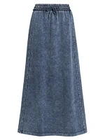 Drawstring Cotton-Blend Maxi Skirt