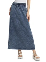 Drawstring Cotton-Blend Maxi Skirt