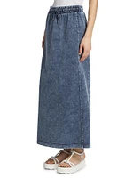 Drawstring Cotton-Blend Maxi Skirt