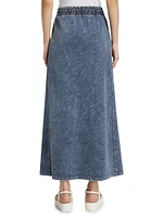 Drawstring Cotton-Blend Maxi Skirt