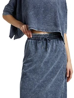 Drawstring Cotton-Blend Maxi Skirt