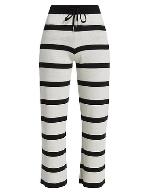 Striped Wide-Leg Crop Pants