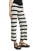 Striped Wide-Leg Crop Pants