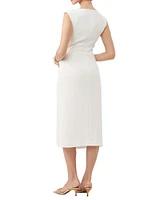 Evelyn Crinkled O-Ring Midi-Dress