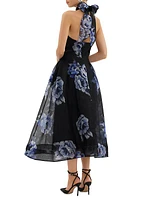 Florentine Bow Cut-Out Silk Midi-Dress