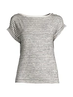 Striped Stretch Linen Boatneck Top