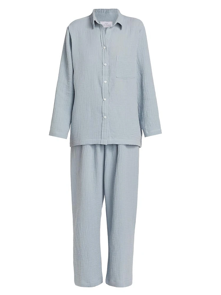 Angel Cotton Gauze Long 2-Piece Pajama Set