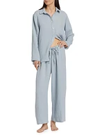 Angel Cotton Gauze Long 2-Piece Pajama Set