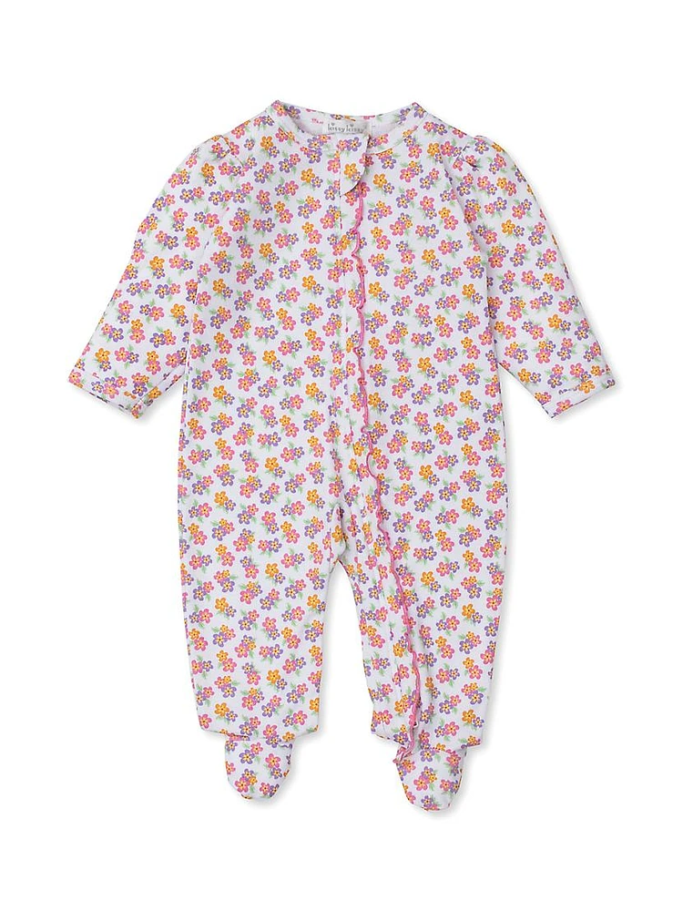 Baby Girl's Floral Cotton Footie