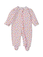 Baby Girl's Floral Cotton Footie