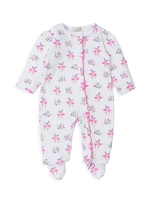 Baby Girl's Flamingo-Print Cotton Footie