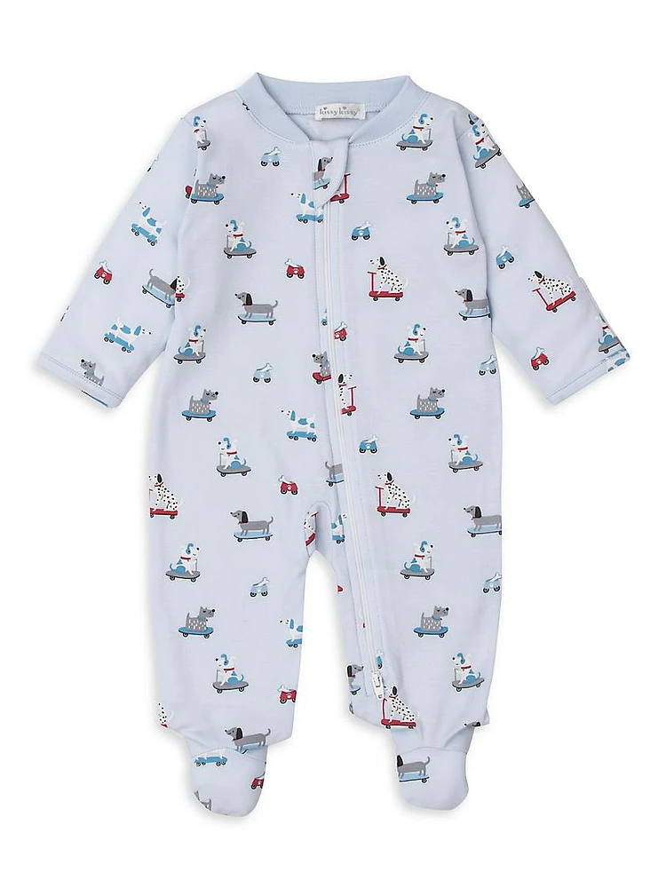 Baby Boy's Dog-Print Cotton Footie