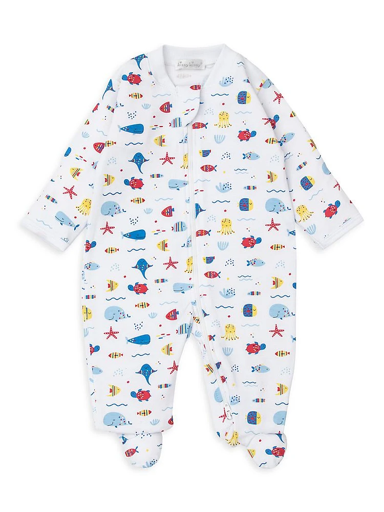 Baby Boy's Sea Animal-Print Cotton Footie