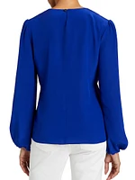 Lyra Crossover Keyhole Silk Blouse