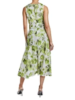 Leafy Fit-&-Flare Midi-Dress