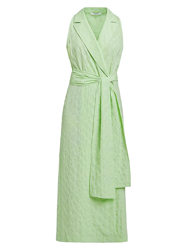 Jacquard Tie-Waist Maxi Dress