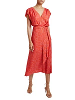 Fara Surplice Floral Midi-Dress