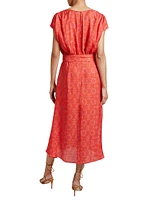 Fara Surplice Floral Midi-Dress