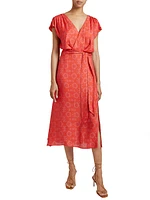 Fara Surplice Floral Midi-Dress