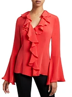 Sidney Silk Ruffled V-Neck Blouse