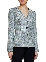 Fringe-Trim Tailored Tweed Jacket