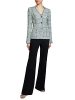 Fringe-Trim Tailored Tweed Jacket