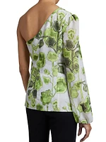 Floral Georgette One-Shoulder Twist Blouse