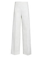 Cotton Poplin Wide-Leg Pants