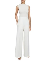 Cotton Poplin Wide-Leg Pants