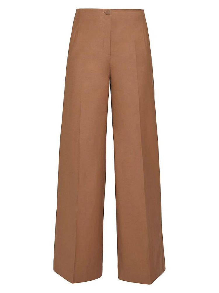 Stretch Cotton-Blend Wide-Leg Pants