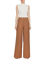 Stretch Cotton-Blend Wide-Leg Pants