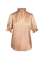 Ruffled Stretch Silk Blouse