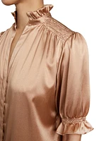 Ruffled Stretch Silk Blouse