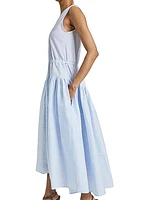 Sleeveless Drop-Waist Midi-Dress