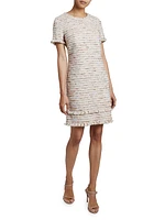 Fringed Tweed Shift Dress