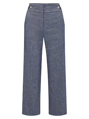 Aubrie Linen-Blend Straight-Leg Pants