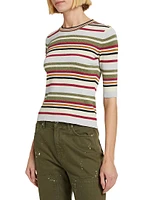 Kavya Striped Rib-Knit Blouse