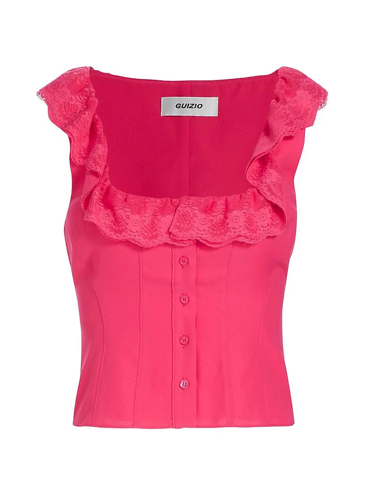 Paloma Seamed Lace-Trim Top