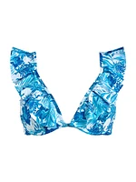 Tahiti Flowers Ruffled Bikini Top