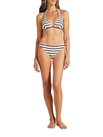 Striped Low-Rise Bikini Bottom