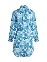 Tahiti Flowers Tie-Waist Shirtdress