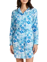 Tahiti Flowers Tie-Waist Shirtdress