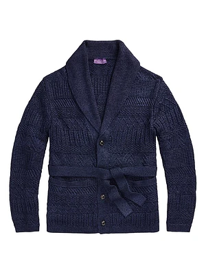 Shawl Collar Self-Tie Sweater