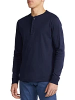 Textured Cotton-Silk Henley Shirt