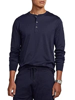 Textured Cotton-Silk Henley Shirt