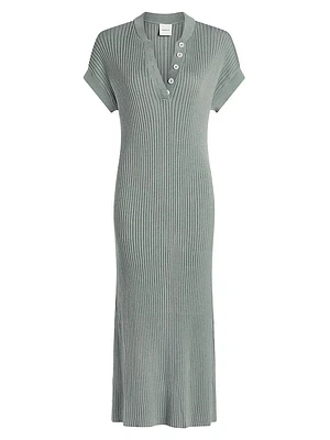 Aria Ribbed Cotton Midi-Dress