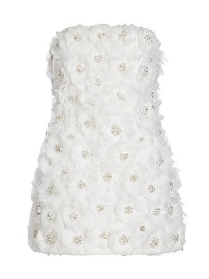 Velia Feather-Embellished Strapless Minidress