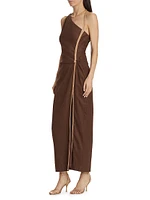 Affogato Linen One-Shoulder Maxi-Dress