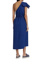 Leaf One-Shoulder Midi Dress