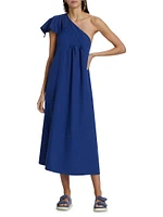 Leaf One-Shoulder Midi Dress